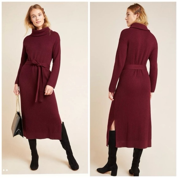 Anthropologie Dresses & Skirts - Anthropologie Carlotta turtleneck sweater dress in a burgundy color. S